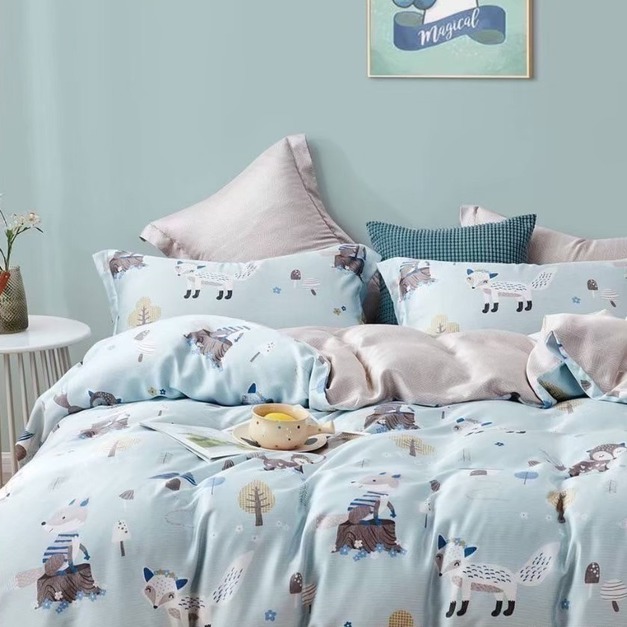 100%奧地利天絲床包兩用被四件組-小狐狸