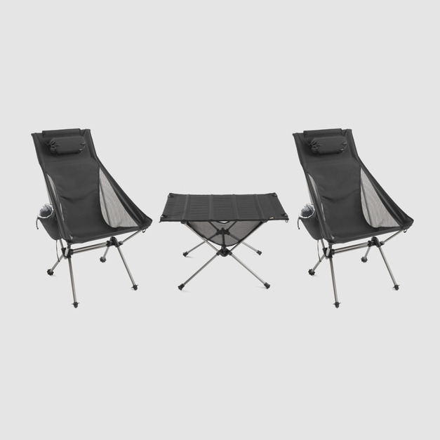 外出野餐組：輕量防蚊舒適月亮椅x2+輕量防蚊便利蛋捲桌x1(贈枕套)