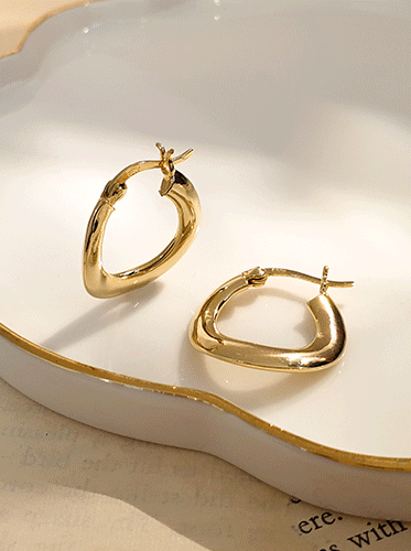 Wing Bling 925銀曲線圈式耳環 金色