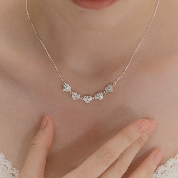 Wing Bling 925銀 復古風愛心串項鍊