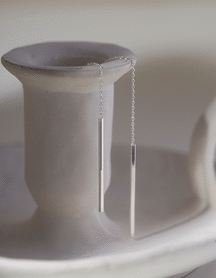 Wing Bling 925銀 極簡線條垂墜耳環 銀色_1