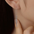 Wing Bling 925銀 極簡線條垂墜耳環 銀色