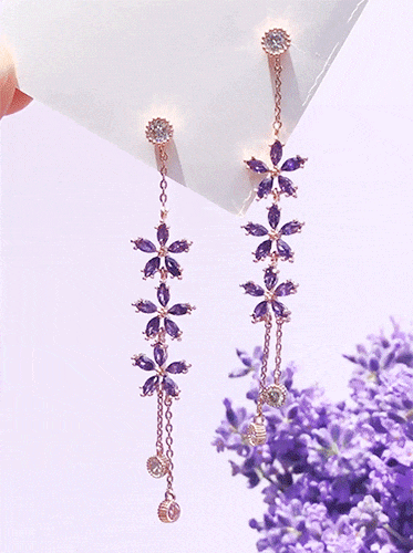 Wing Bling 薰衣草垂墜耳環/耳夾_3