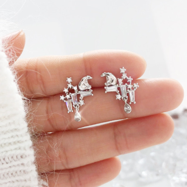 Wing Bling 冰河的眼淚 銀色 耳環/耳夾