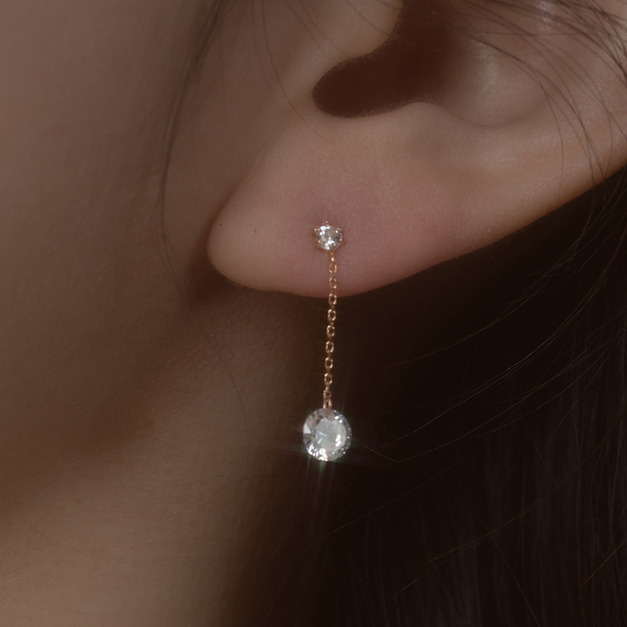 Wing Bling 14k 優雅垂墜鋯石耳環