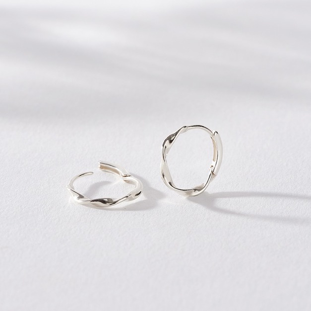 Wing Bling 925銀 水波紋圈式耳扣式耳環