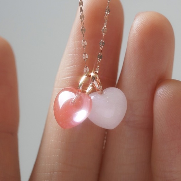 Wing Bling 14k 天然石愛心掛飾