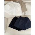 穿不膩的休閒鬆緊短褲 - 米白、駝、海軍藍、黑_1