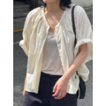 (設計師款)透心涼寬袖綁帶blouse - 奶白