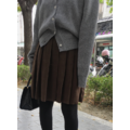 (設計師款)(20%羊毛)學院感小百褶裙 - 咖啡、黑、灰_1