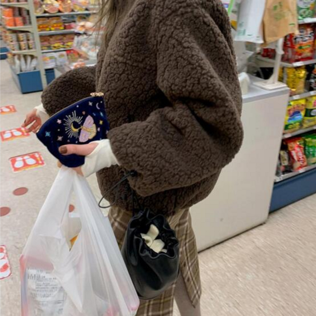 必入!!暖烘烘捲毛泰迪外套 - 咖啡