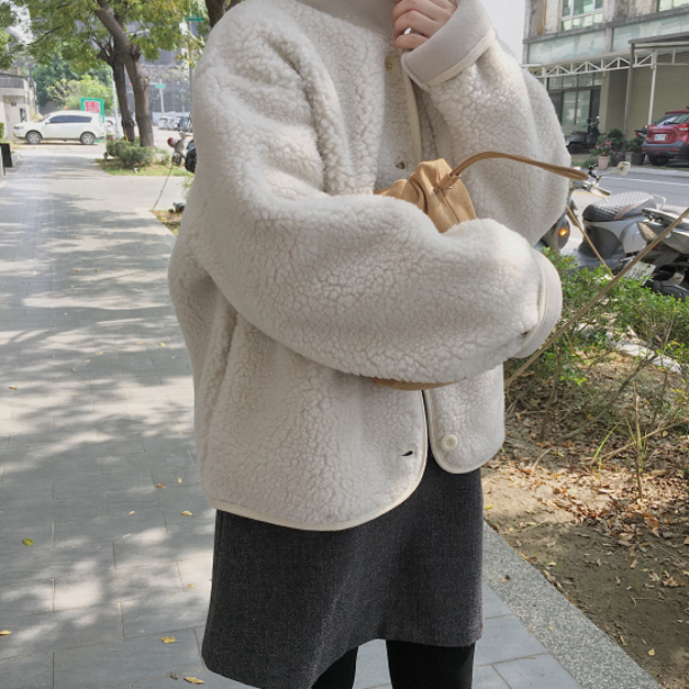 (設計師款)QQ毛熊寶貝外套 - 奶白