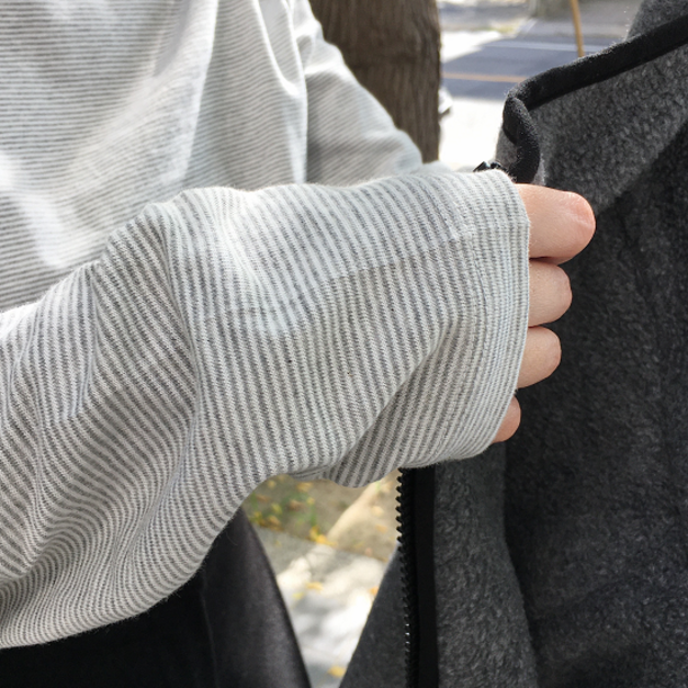 (特價商品不列折)(設計師款)細細條紋長袖T - 黑、海軍藍、棕、米棕、淺灰