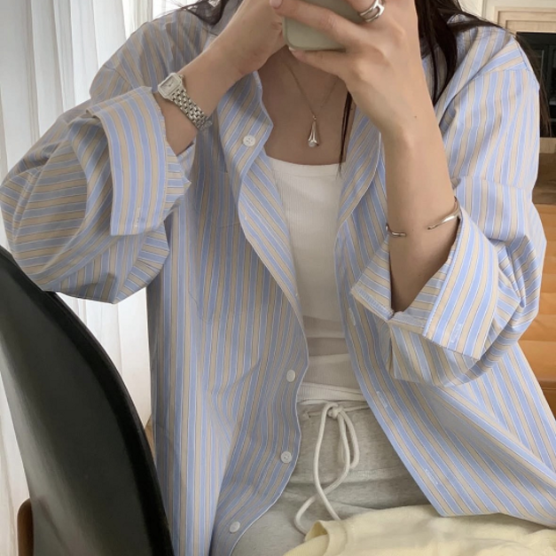 海鹽檸檬條紋襯衫 