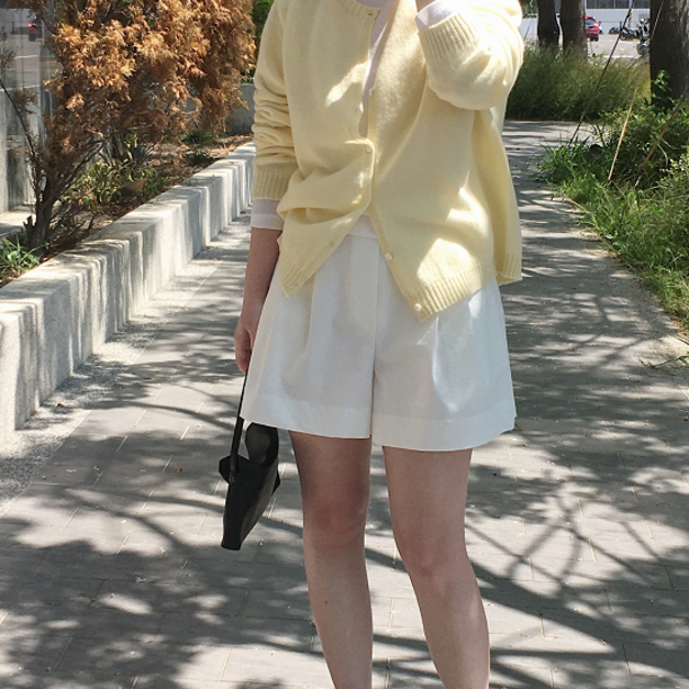 回歸款!!(100%羊毛)水果奶昔圓領無縫開衫 - 黃、薄荷、藍紫、粉紅、蘋果綠