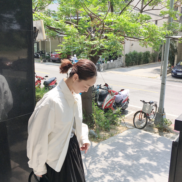 強推!!簡單純色夾克 - 米白