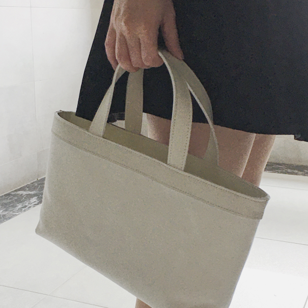 (設計師款)(100%義大利牛皮+帆布)隨手小包 - 米白、黑