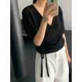 Special item!!(設計師款)(20%韓紙)交叉綁帶上衣 - 黑、米白