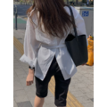(本期推薦)(設計師款)輕盈呼吸感正反兩穿綁帶襯衫 - 米白_1