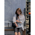 (本期推薦)(設計師款)輕盈呼吸感正反兩穿綁帶襯衫 - 米白