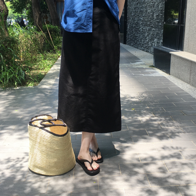 必入!!(設計師款)(35%亞麻)降溫消暑棉麻A字裙 - 黑、米白、燕麥