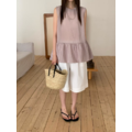 (設計師款)(62%viscose)卡哇伊小裙子上衣 - 黑、灰粉