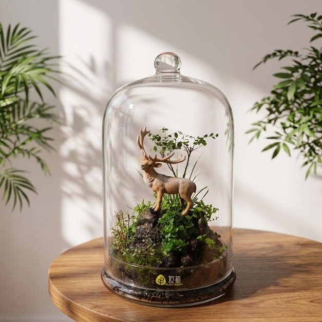 【友植 Plant Buddy】森鹿之境｜純淨玻璃鐘罩微景觀生態缸（微景缸）
