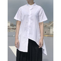 Jul 18SS NEW 挺料小立領不對稱解構襯衫 白_1