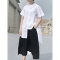 Jul 18SS NEW 挺料小立領不對稱解構襯衫 白_2