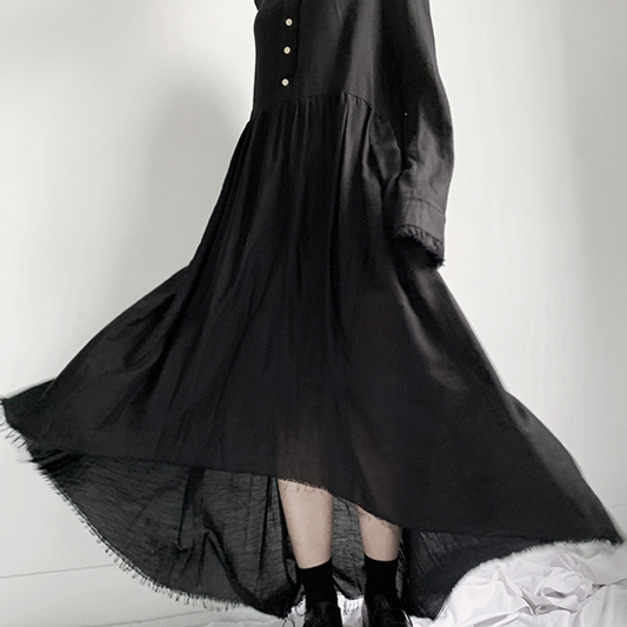 巴洛克小立領復古棉麻垂墜洋裝輕禮服2ways