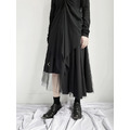不對稱拼接百褶網紗鐵環造型裙_2