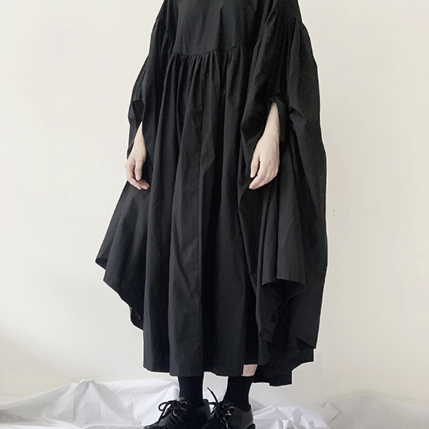 預購 - 重磅立體連袖澎澎燈籠袖傘狀洋裝 