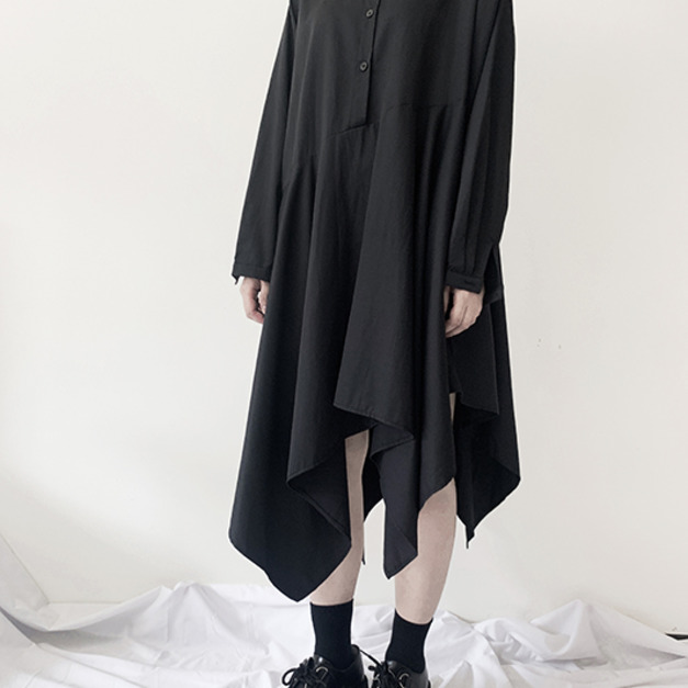 a line傘狀不規則剪裁襯衫洋裝