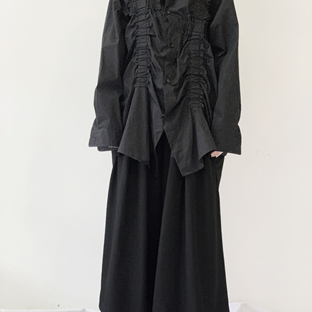 立體縐褶廓形解構造型襯衫