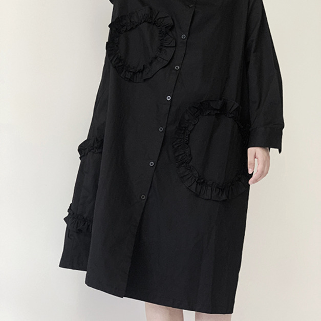 圓圈立體花邊造型襯衫洋裝