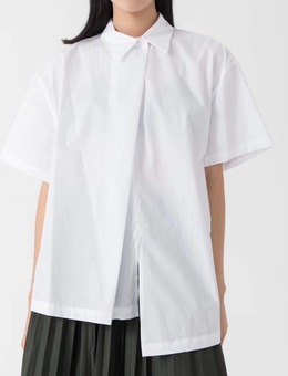 pre-order 連線登記款/ 俐落挺料不對稱錯位設計寬鬆襯衫 兩色黑白 連線價$1350 4285