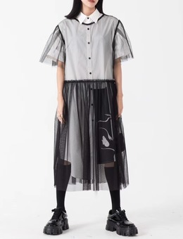 pre-order 連線登記款/ 日系網紗透視拼接立體蓬蓬洋裝 只有網紗 連線價$ 1300 4287