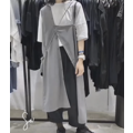 不對稱細肩帶造型灰色洋裝