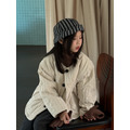溫特 Winter - 韓版豎條文圓領加厚棉服上衣外套_1