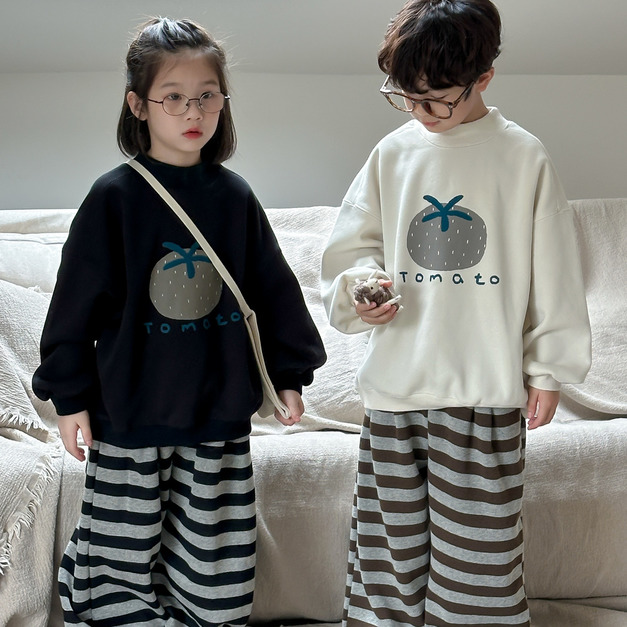 溫特 Winter - 韓版TOMATO印花加絨圓領上衣-2色