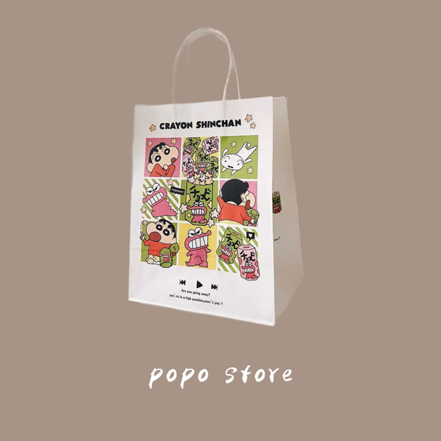 新款蠟筆小新九格彩色手提紙袋_6492