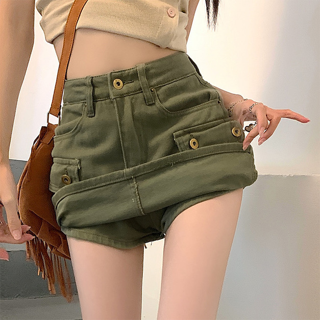 C045-403 立體口袋工裝牛仔短裙