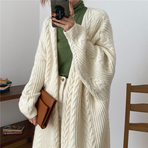 C069-511 麻花針織開襟外套