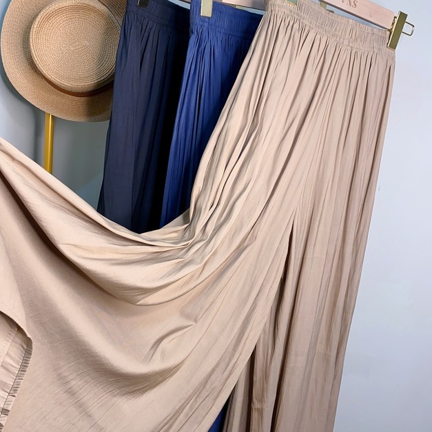 K6007 仿真絲滑布寬褲裙