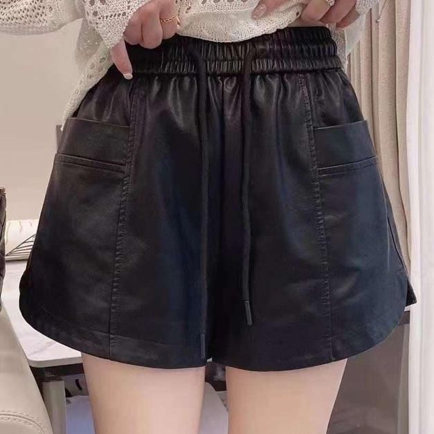 F0374 二口袋皮革短褲