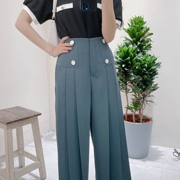 P300012 挺版四釦西裝寬褲