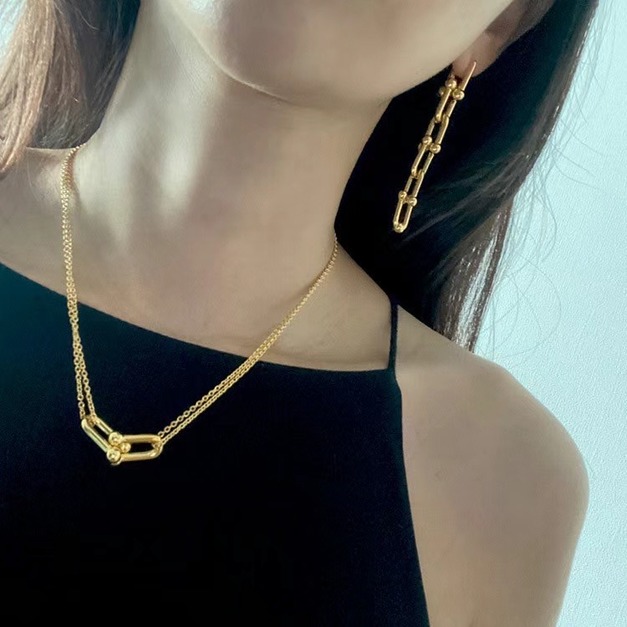 H083025 時髦TIffany 感馬蹄釦造型項鍊