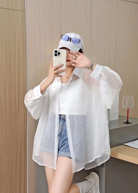 H0320 透視雪紡襯衫罩衫