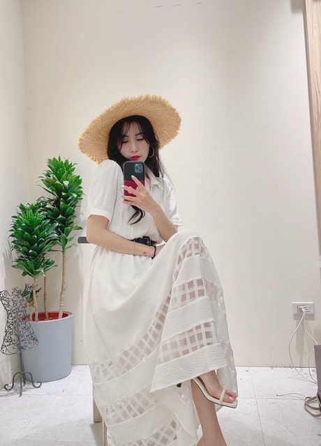 P400103 下透膚菱格女神洋