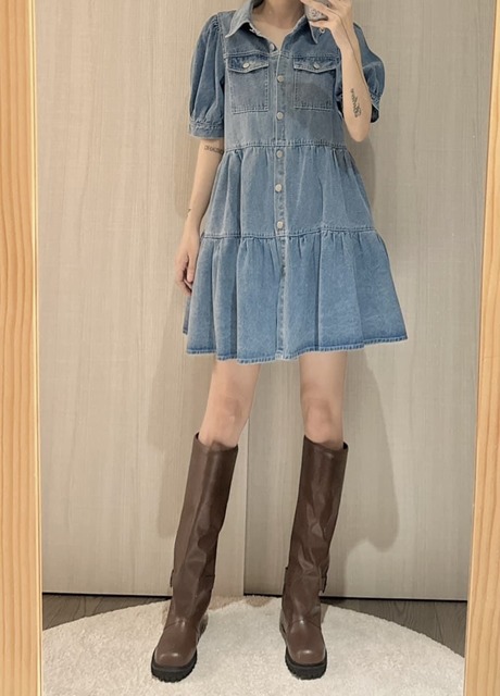 0680045 可愛牛仔蛋糕短洋